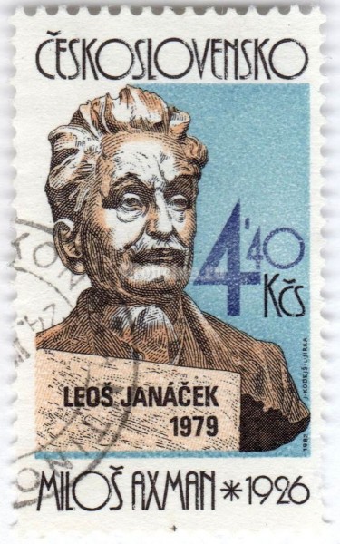 марка Чехословакия 4,40 кроны "Miloš Axman: L. Janáček" 1982 год Гашение