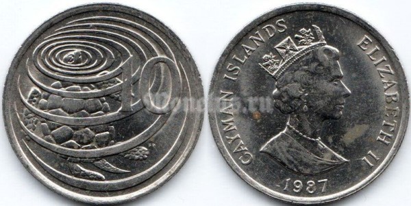 монета Каймановы острова 10 центов 1987 год