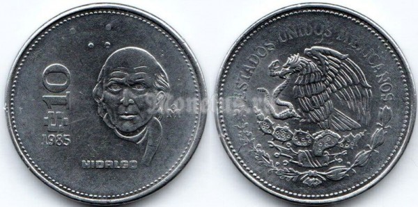 монета Мексика 10 песо 1985 год - HIDALGO