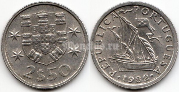 монета Португалия 2.5 эскудо 1982 год