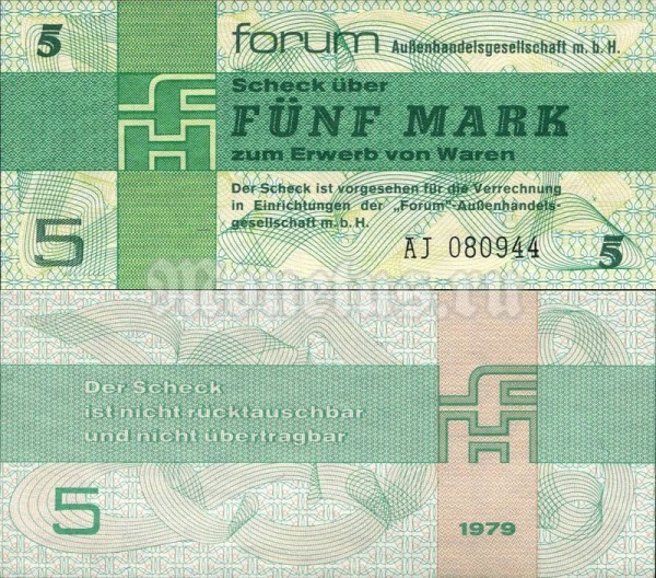 банкнота ГДР 5 марок 1979 год