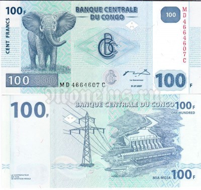 бона Конго 100 франков 2007 год
