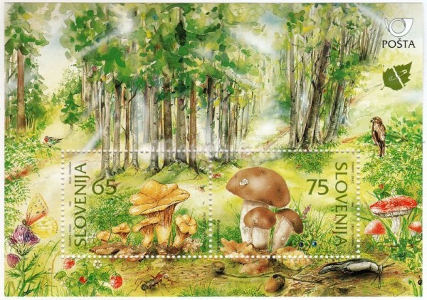 блок Словения 140 толар "Mushrooms" 1996 год