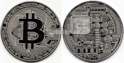 Монетовидный жетон Биткоин 2013 год - Bitcoin, в серебре