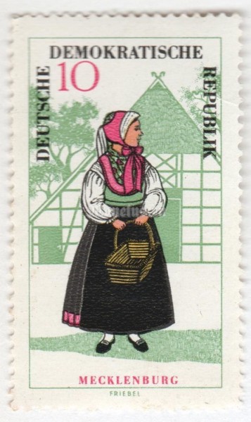 марка ГДР 10 пфенниг "Mecklenburg" 1966 год 