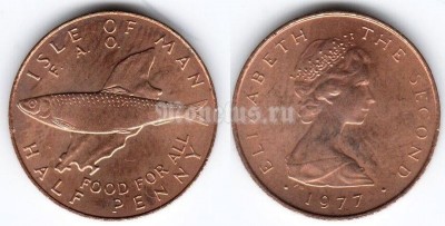 монета Остров Мэн 0.5 пенни 1977 год FAO
