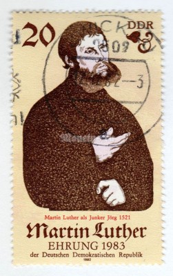 марка ГДР 20 пфенниг "Luther as Junker Jorg" 1982 год Гашение