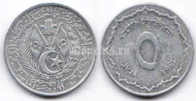 монета Алжир 5 сантимов 1964 год