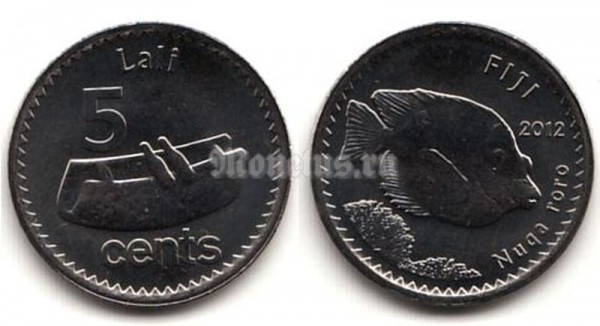 монета Фиджи 5 центов 2012 год