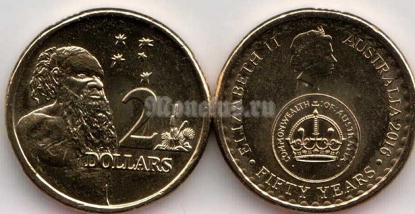 монета Австралия 2 доллара 2016 год 50 лет с момента перехода на десятичную систему национальной валюты