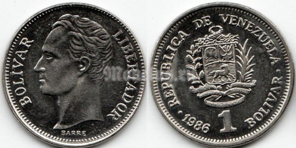 монета Венесуэла 1 боливар 1986 год