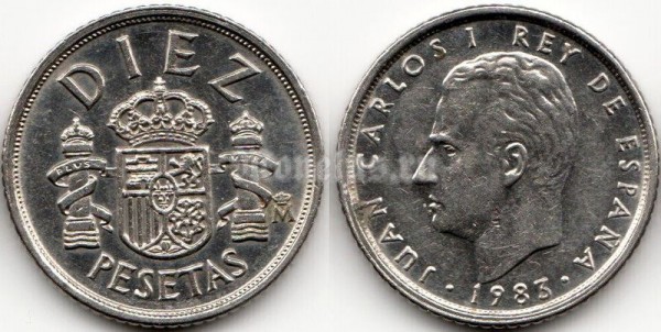 монета Испания 10 песет 1983 год