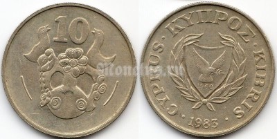 монета Кипр 10 центов 1983 год