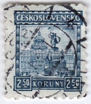 марка Чехословакия 2,50 кроны "Prague" 1929 год Гашение