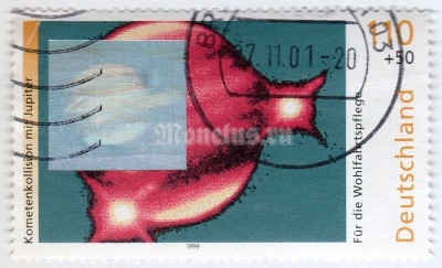 марка ФРГ 110+50 пфенниг "Comet Colliding with Jupiter" 1999 год Гашение