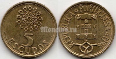 монета Португалия 5 эскудо 1998 год