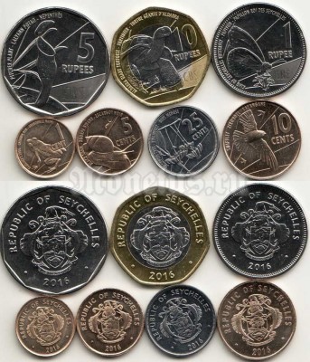 Сейшельские острова набор из 7-ми монет 2016 год Фауна