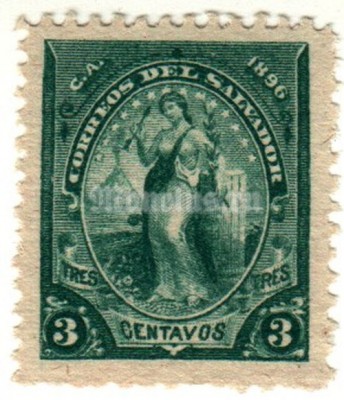 марка Сальвадор 3 сентаво "Свобода" 1896 год