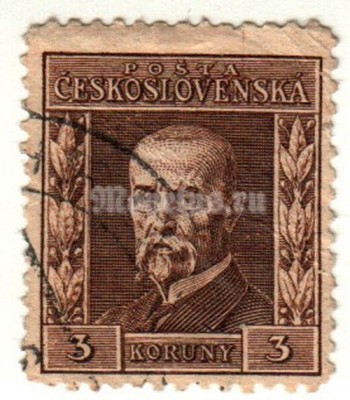 марка Чехословакия 3 кроны "Томаш Гарриг Масарик (1850-1937) ПРЕЗИДЕНТ" 1925 год