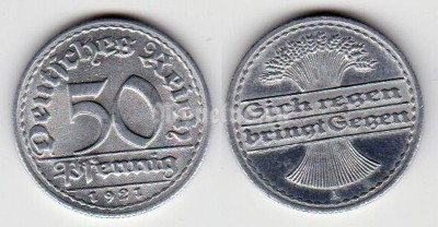монета Германия 50 пфеннингов 1921 год A