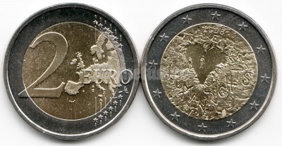 монета 2 евро 2008 год Финляндия права человека