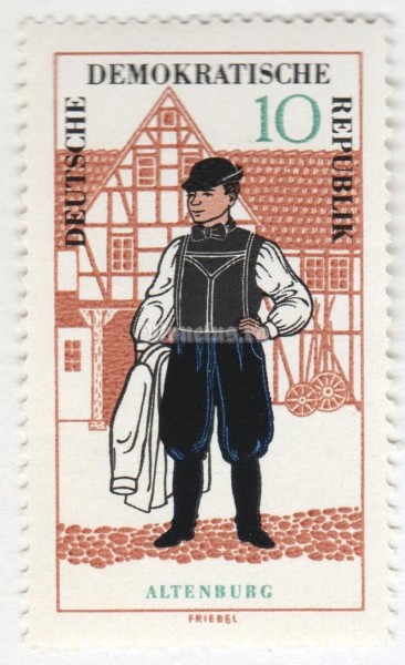 марка ГДР 10 пфенниг "Altenburg" 1966 год 