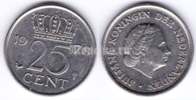 монета Нидерланды 25 центов 1978 год