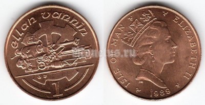 монета Остров Мэн 1 пенни 1989 год