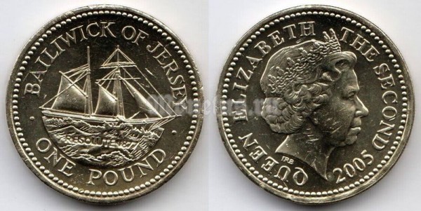 монета Джерси 1 фунт 2005 год - Корабль
