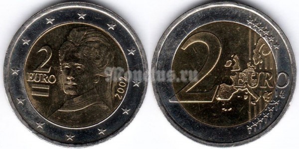монета Австрия 2 евро 2002 год