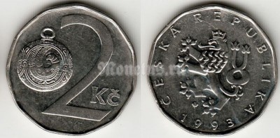 монета Чехия 2 кроны 1993 год