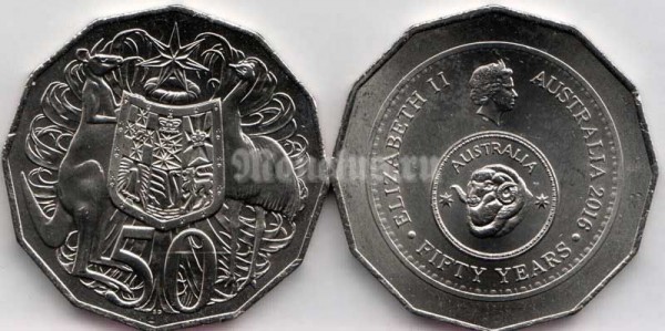монета Австралия 50 центов 2016 год - 50 лет переходу на десятичную систему национальной валюты