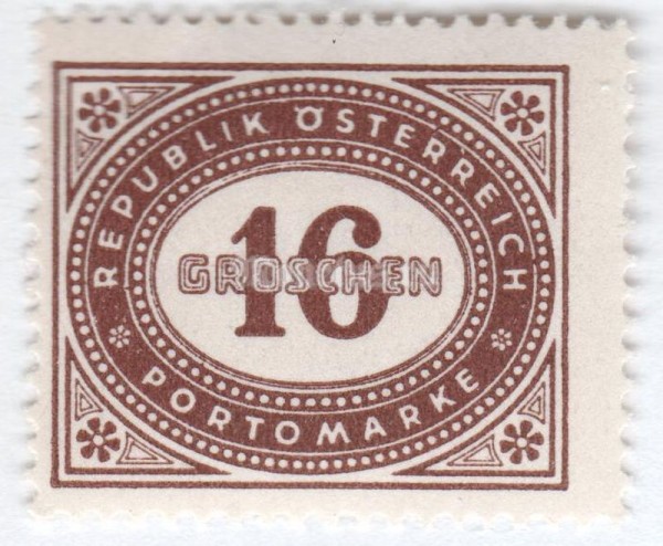 марка Австрия 16 грош "Digit in oval frame" 1947 год
