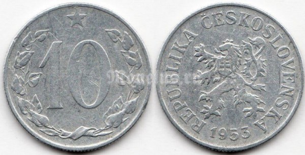монета Чехословакия 10 геллеров 1953 год