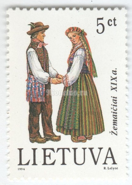 марка Литва 5 центес "Zemaiciai couple" 1994 год