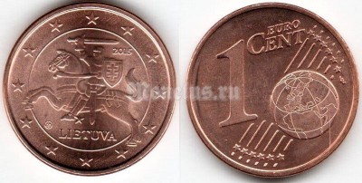 монета Литва 1 евро цент 2015 год