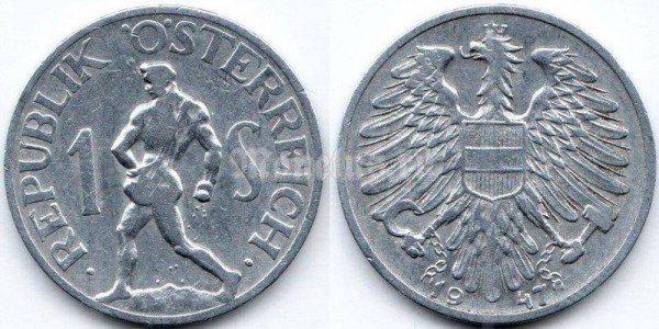 монета Австрия 1 шиллинг 1947 год