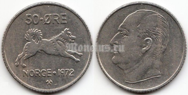 монета Норвегия 50 эре 1972 год