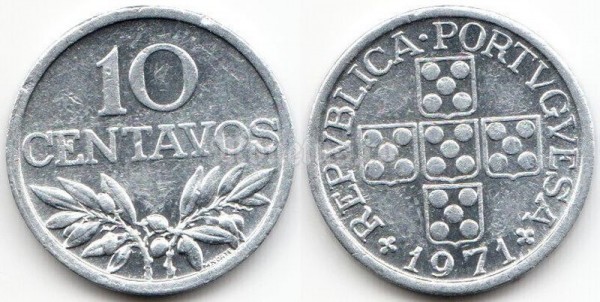 монета Португалия 10 сентаво 1971 год