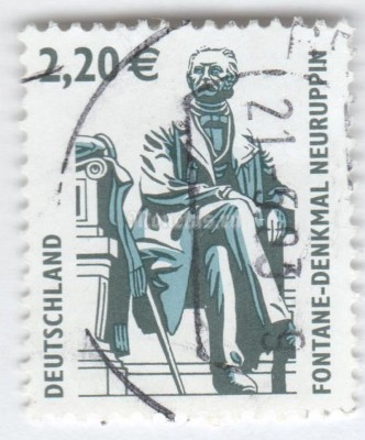 марка ФРГ 2,20 евро "Fontane Monument, Neuruppin" 2003 год Гашение
