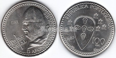 монета Португалия 100 эскудо 1985 год - Смерть Короля Альфонсо Энрике