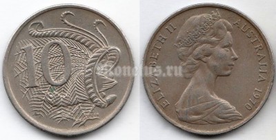 монета Австралия 10 центов 1970 год