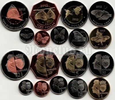 Бонайре (Нидерланды) набор из 9-ти монет 2012 год бабочки