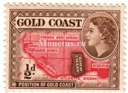 марка Голд Кост 1/2 цента 1952 год