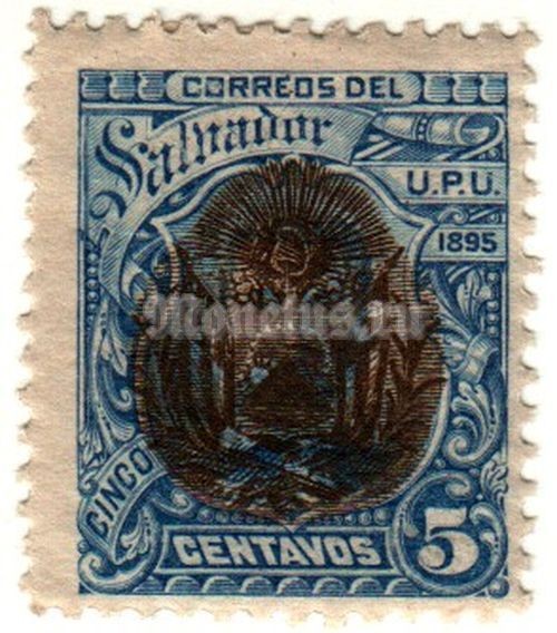 марка Сальвадор 5 сентаво "Надпечатка" 1895 год