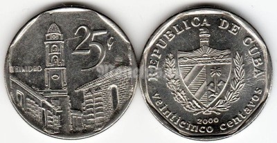 Монета Куба 25 сентаво 2000 год