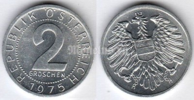 монета Австрия 2 гроша 1975 год
