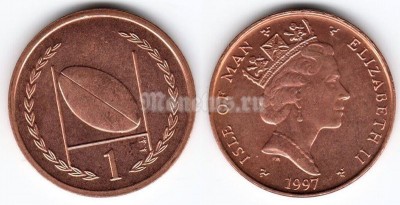 монета Остров Мэн 1 пенни 1997 год
