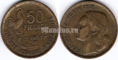 монета Франция 50 франков 1951 год