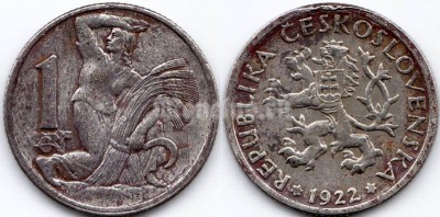 монета Чехословакия 1 крона 1922 год